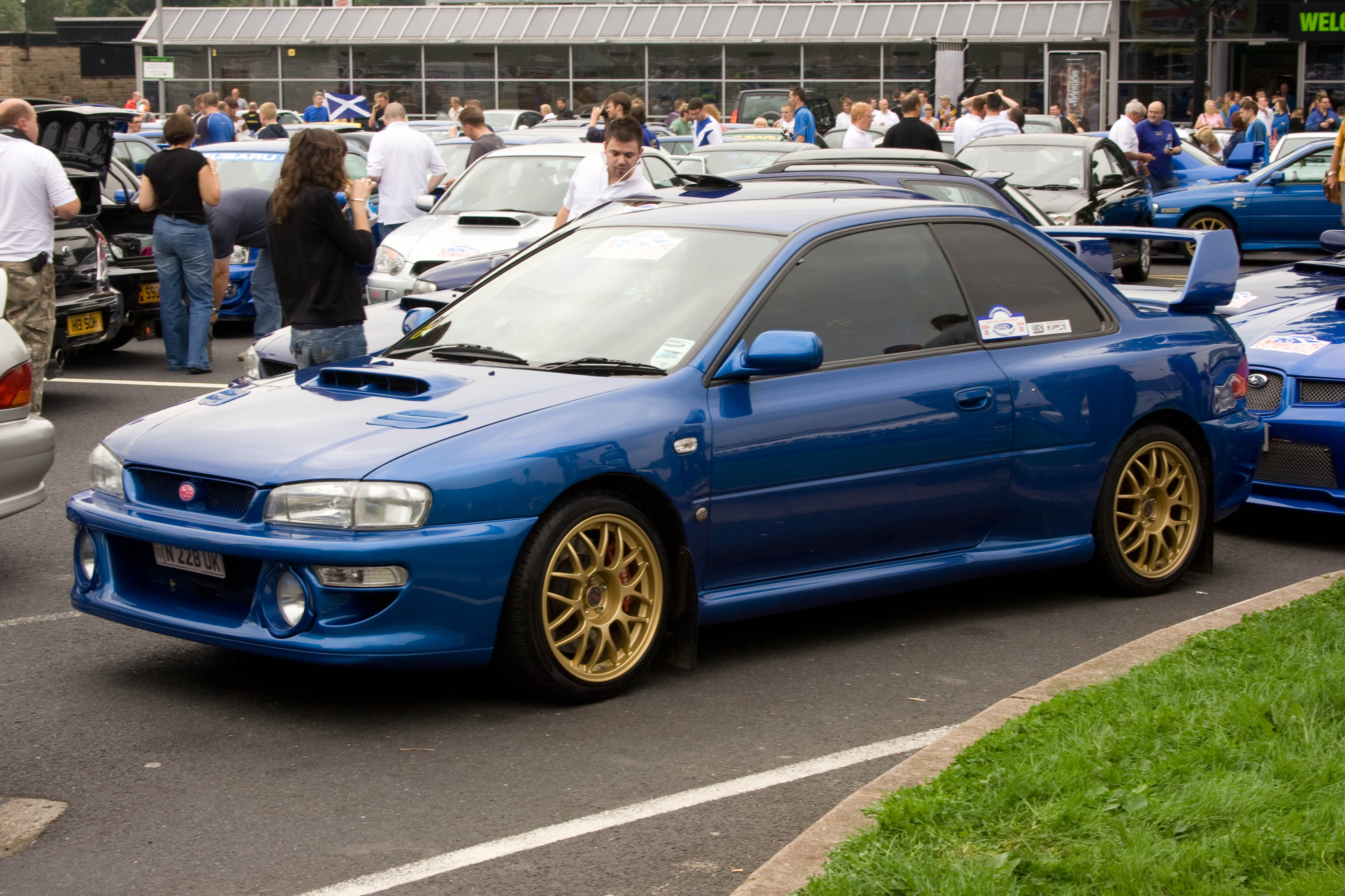 Blue Subaru 22B widebody